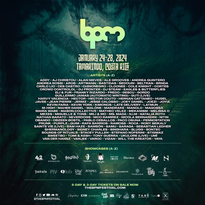 THE BPM FESTIVAL: COSTA RICA 2024  REVEALS PHASE TWO LINEUP & DAILY SCHEDULE